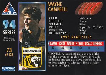 1994 Dynamic AFLPA #73 Wayne Campbell Back